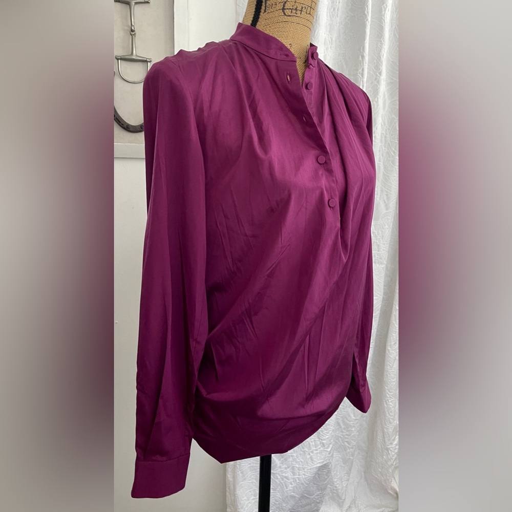 3.1 Philip Lim Silk Blend Blouse Raspberry Purple colour Covered Buttons Size 0 - Picture 6 of 12